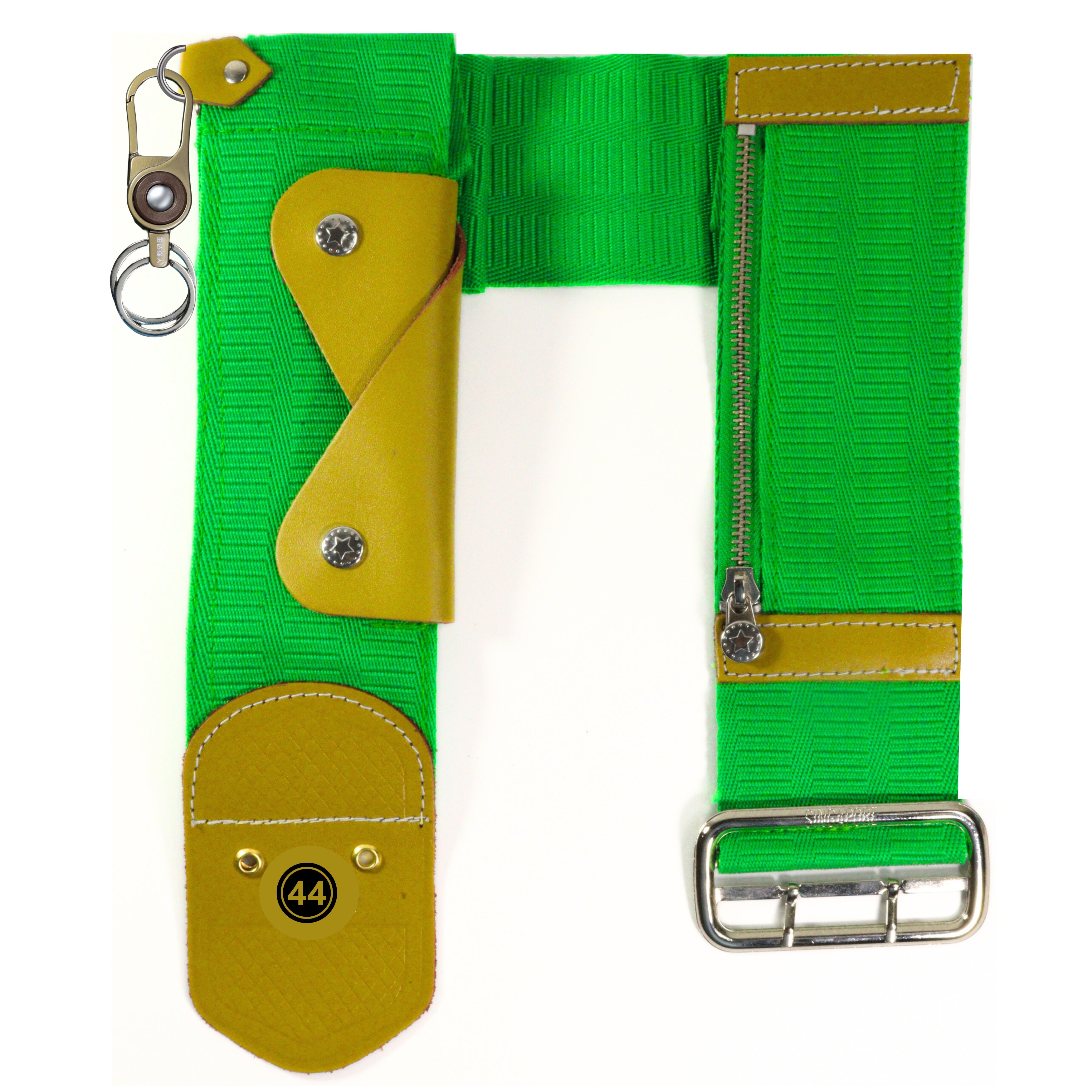 Dhoti Belt for Men Adjustable 40–44 Inch | Haji Belt | Umra Belt | Singapore Belt with Money Purse, Zipper Pocket and Key Clip (Green)