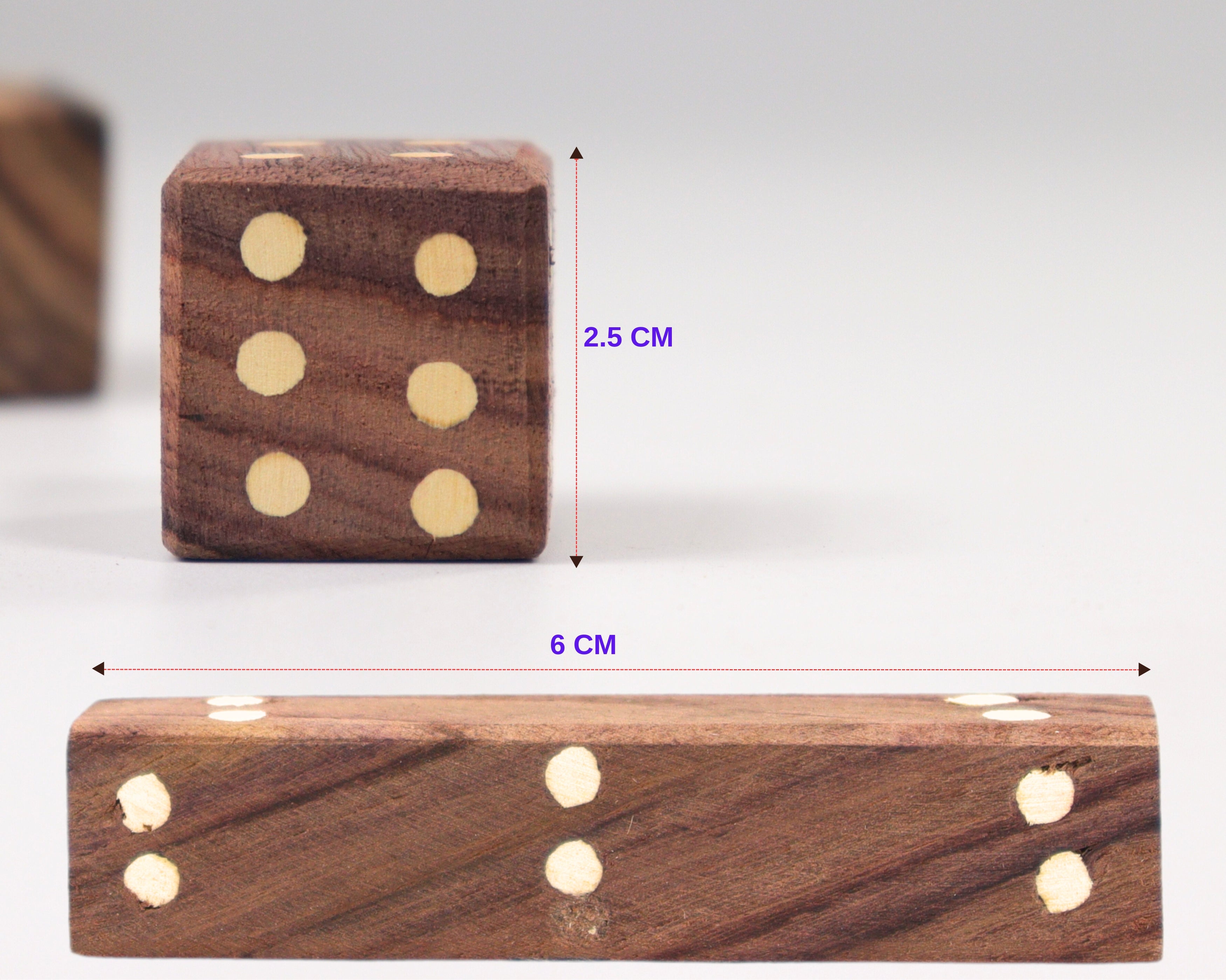 Wooden Dice Set for Board Games |  2 Rectangle Dice + 2 Cube Dice for Ludo, Snake & Ladder, Indoor Games and Family Play