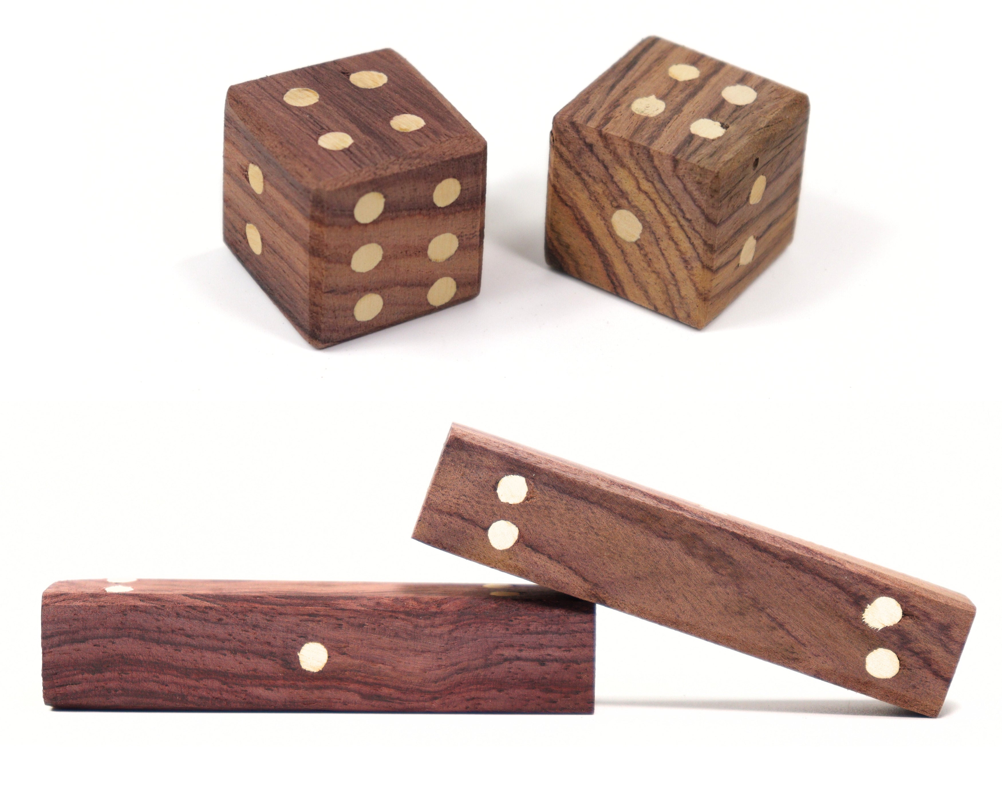 Wooden Dice Set for Board Games |  2 Rectangle Dice + 2 Cube Dice for Ludo, Snake & Ladder, Indoor Games and Family Play