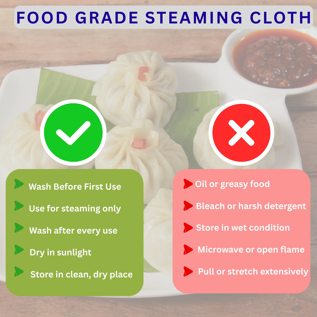 Food Grade Cotton Steaming Cloth (6 Pieces) for Idly, Momos, Dhokla, Idiyappam | Non-Stick, Washable and Reusable Cooking Cloth