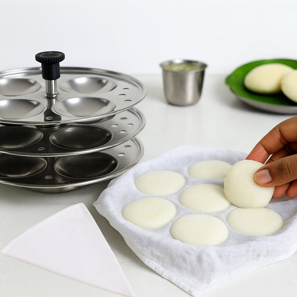 Food Grade Cotton Steaming Cloth (6 Pieces) for Idly, Momos, Dhokla, Idiyappam | Non-Stick, Washable and Reusable Cooking Cloth